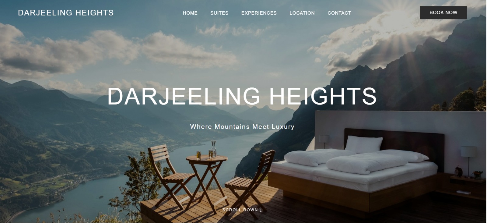 Hotel website homepage mockup