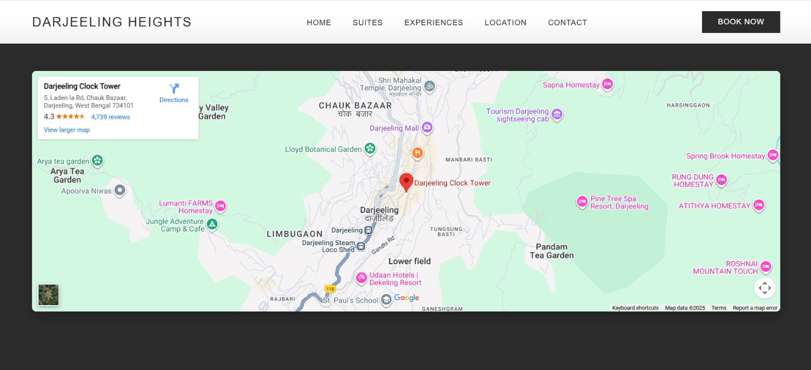 Hotel website booking and contact page
