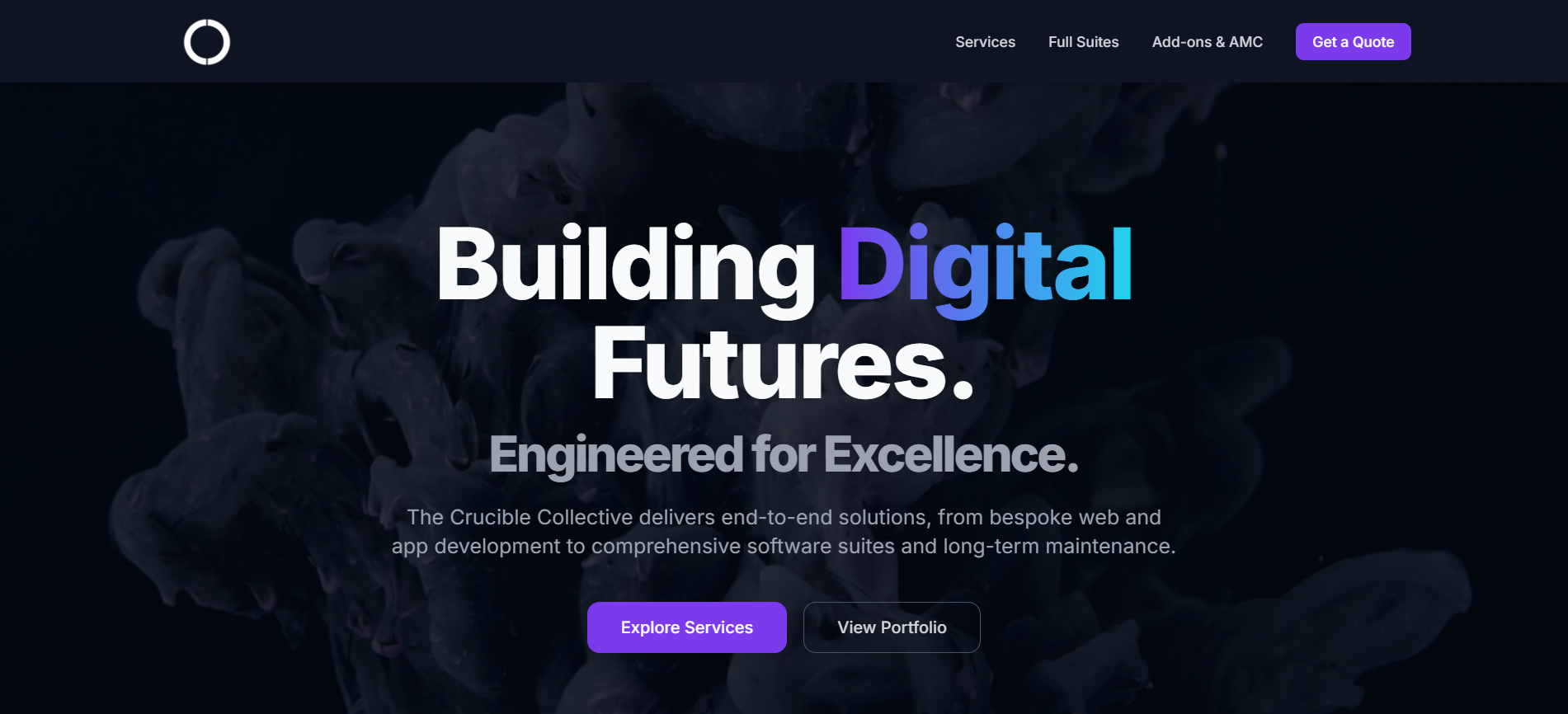 Portfolio website hero section